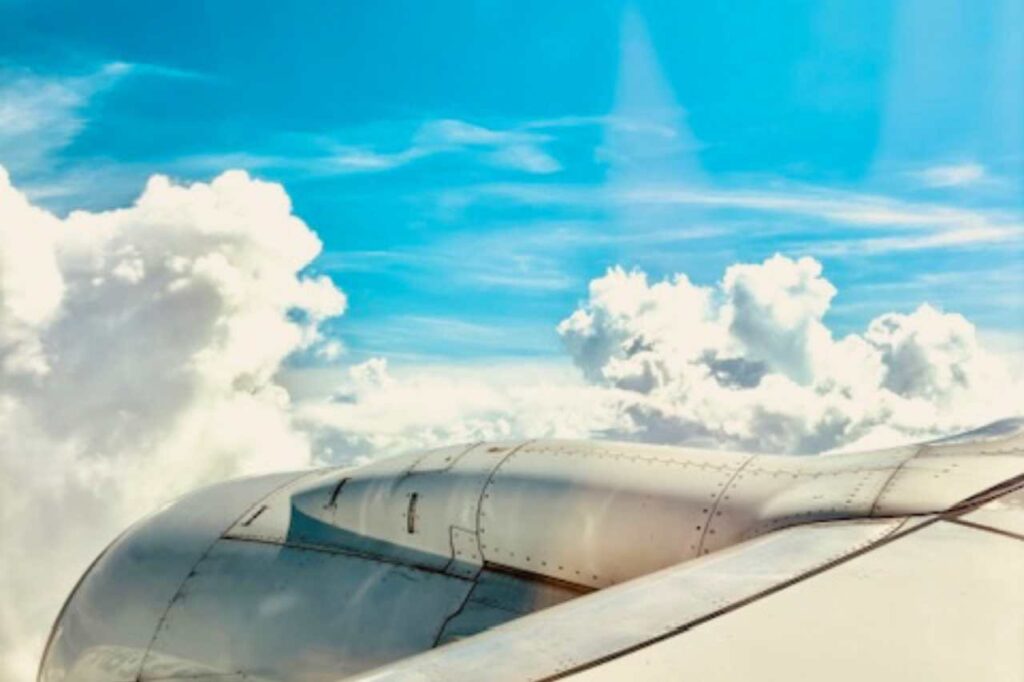 View of Clouds from plane. Traveling.